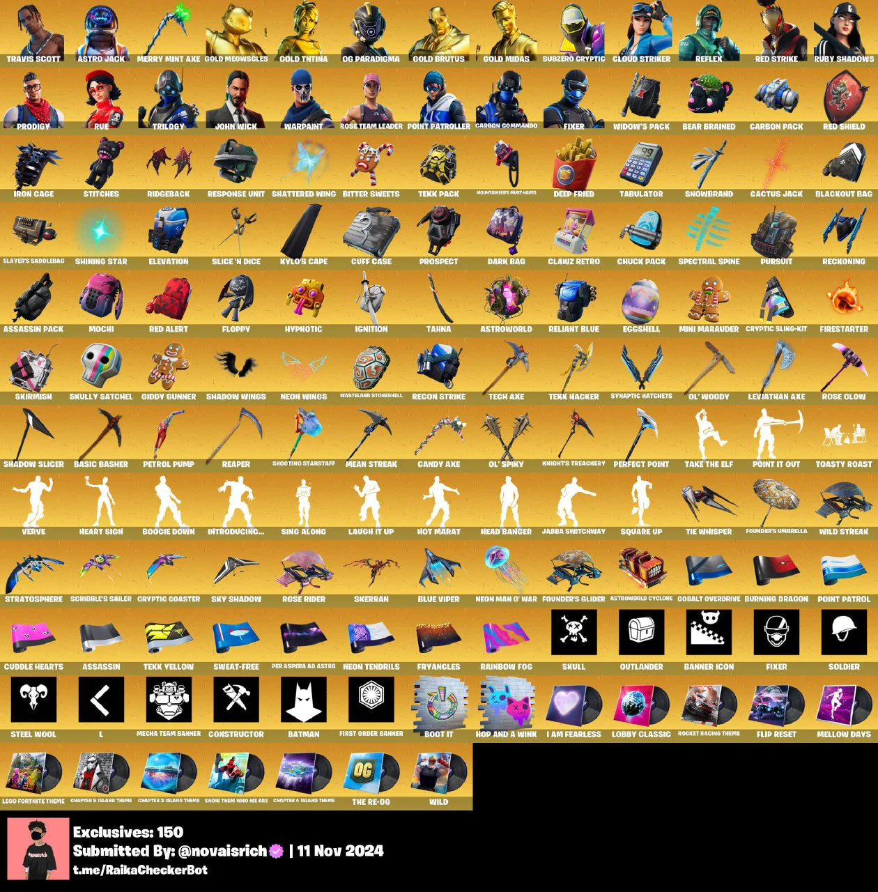 233 Skins + Travis Scott + Astro Jack + Minty Axe + Rue + OG STW