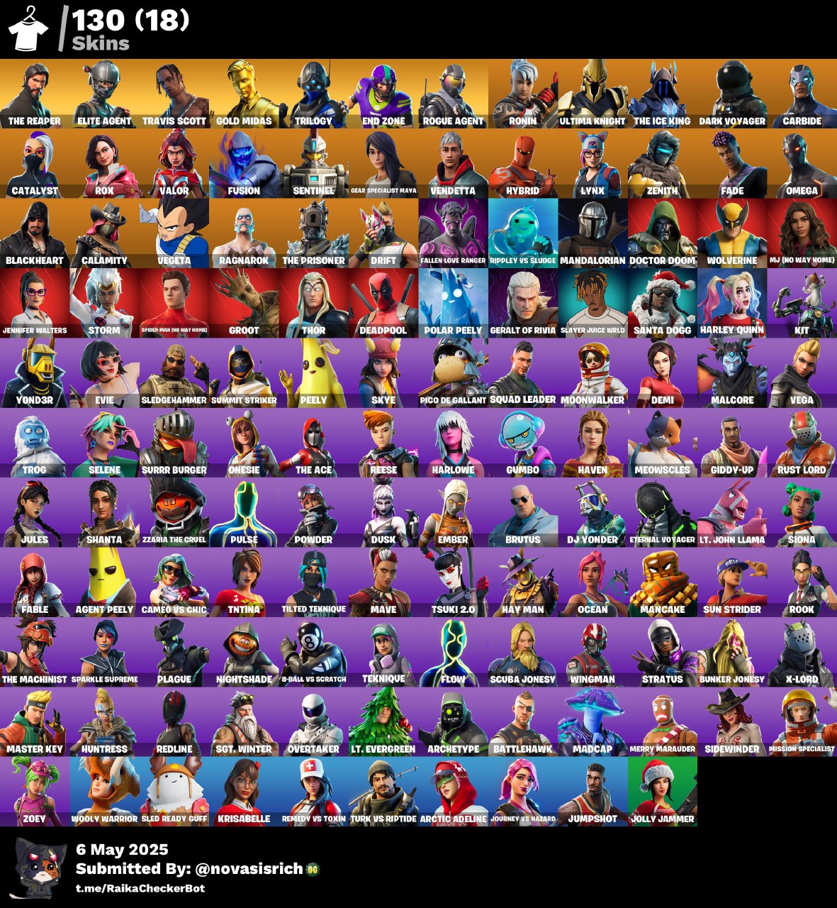 130 Skins + John Wick + Travis Scott + Fresh