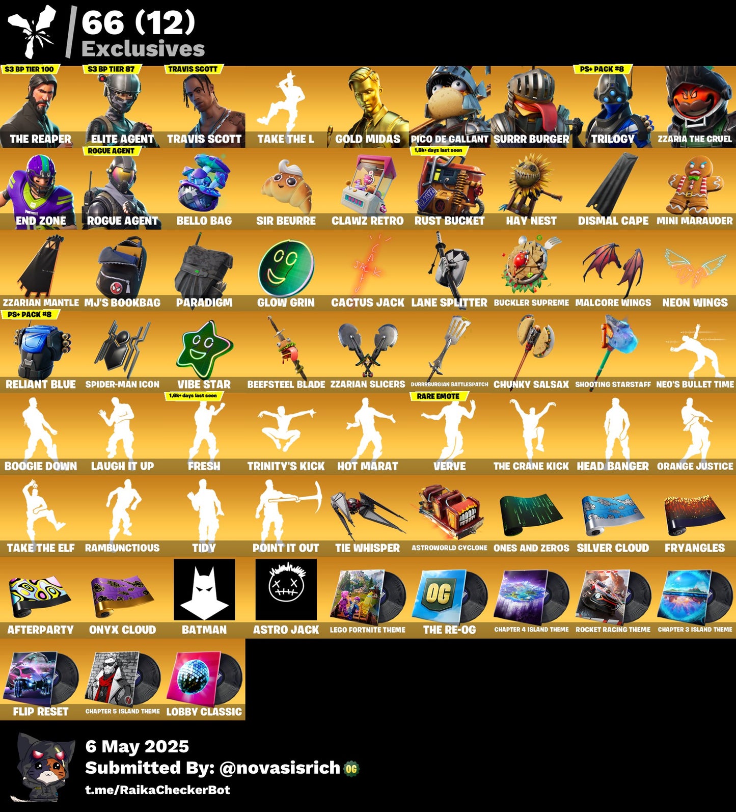 130 Skins + John Wick + Travis Scott + Fresh