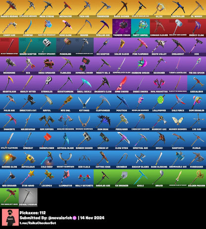 188 Skins + OG Ghoul Trooper + Raiders Revenge + Black Knight + Galaxy + Ikonik + Stealth Reflex + Fresh