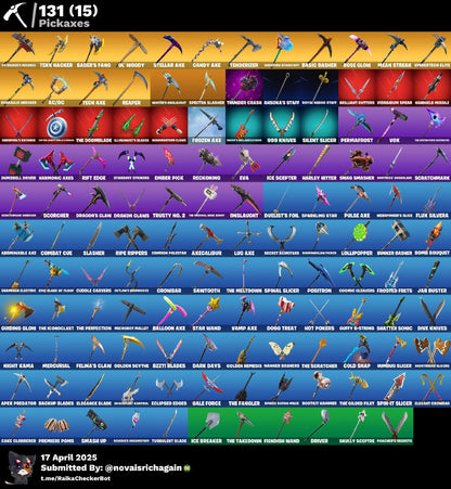 153 Skins + OG Skull + Raiders Revenge + Wildcat + Galaxy + Black Knight + OG STW + Mako + Trailblazer + World Warrior + Huntmaster + Tidy + Point it Out